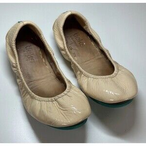 Tieks by Gavrieli Women Patent In Biscotti Leather Foldable Ballet Flats Size 5